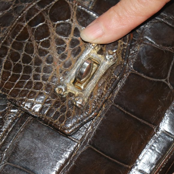 Alligator Envelope Style Clutch with Chain - Picture 2 of 5